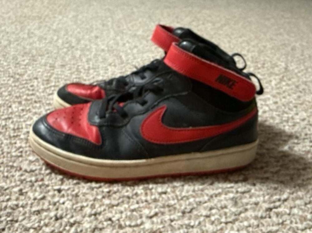 Nike Court Borough Mid 2 Youth Basketball Sneakers Black University Red